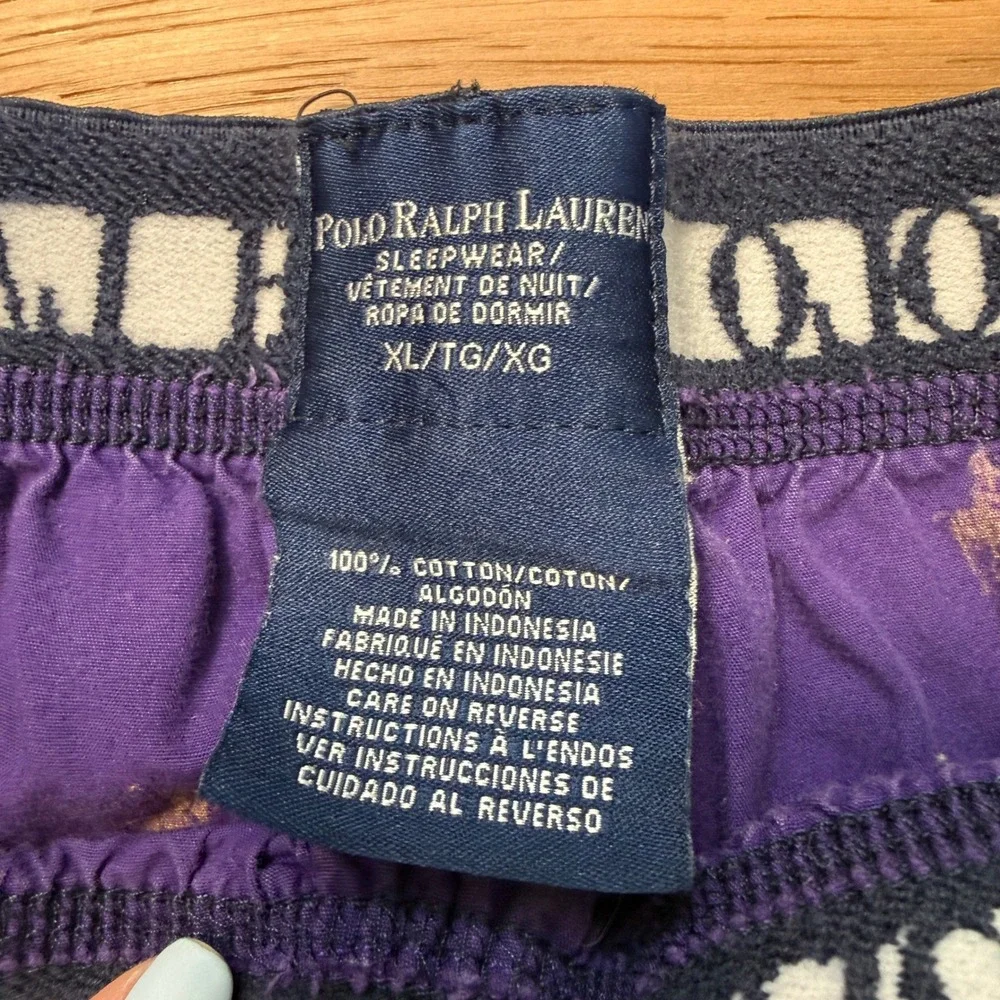 Polo Ralph Lauren PJ Bottoms Mens XL Purple Yellow Pony Logo FLAWED SEE PHOTOS